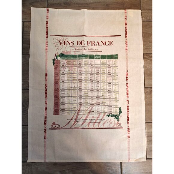 Vins de France Wine Hand Kitchen Towel, 100% Cotton, Made in France, 23" x 31" - Picture 1 of 4